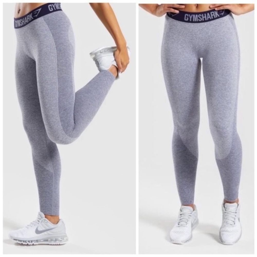 Gymshark Flex Dry Training Leggings Steel Blue Marl/Midnight Navy Women’s Small